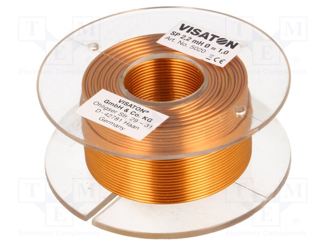 Inductor: air coil; 2.2mH; 0.9Ω; Ø: 71mm; H: 29mm; Øcore: 1mm