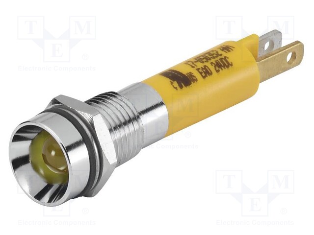 Indicator: LED; recessed; yellow; 24VAC; Ø8mm; ØLED: 5mm; 30mcd; 17