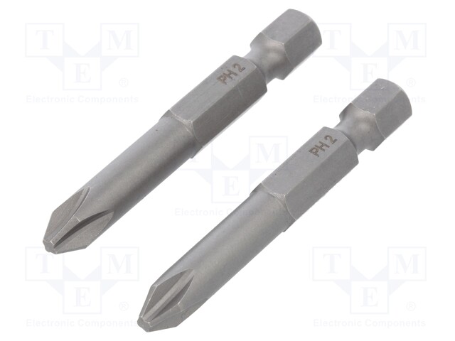 Screwdriver bit; Phillips; PH2; Overall len: 50mm; 2pcs.