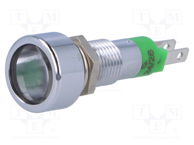 Indicator: LED; flat; 24÷28VDC; 24÷28VAC; Cutout: Ø8.2mm; IP67