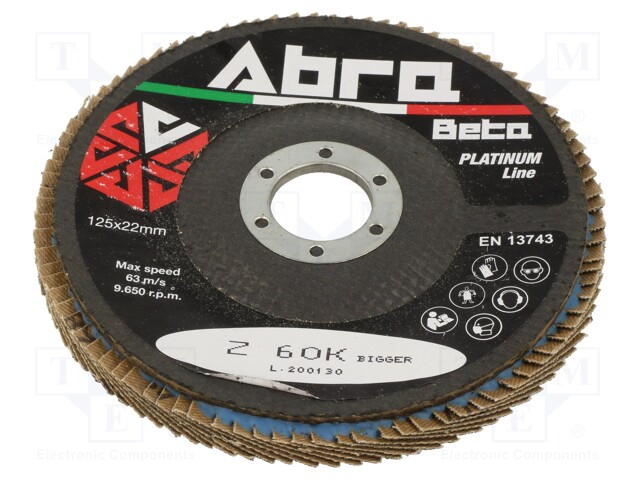 Flap grinding wheels; Ø: 125mm; Øhole: 22.23mm; Granularity: 60