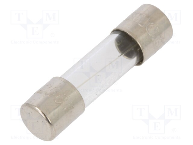 Fuse: fuse; 6.3A; 250VAC; glass; 20x5.2mm; brass; bulk