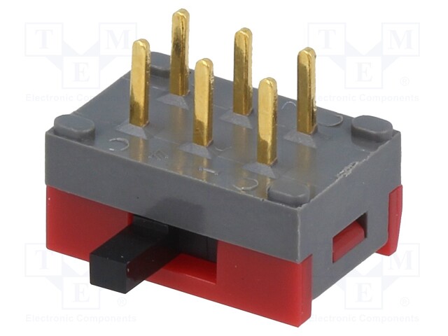 Switch: slide; DPDT; 0.4A/28VDC; Mounting: side; -15÷60°C; 100MΩ