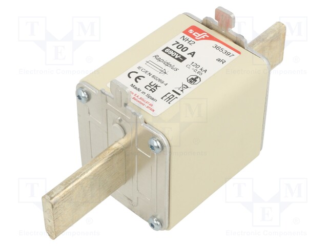 Fuse: fuse; aR; 700A; 690VAC; 550VDC; silver; NH2