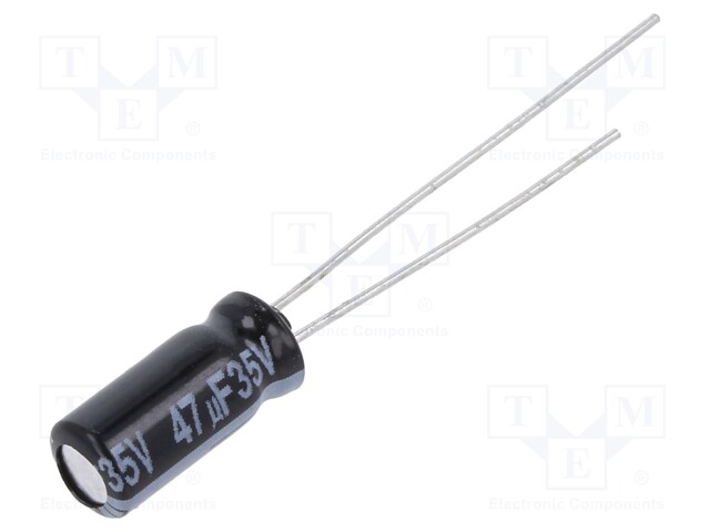 Electrolytic Capacitor, 47 µF, 35 V, HD Series, ± 20%, Radial Leaded, 1000 hours @ 105°C