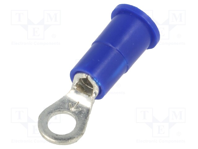 Ring terminal; M3,5; Ø: 3.66mm; crimped; for cable; insulated; blue