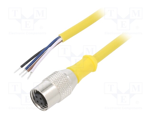 Connection lead; M12; PIN: 4; straight; 5m; plug; -25÷70°C; IP67