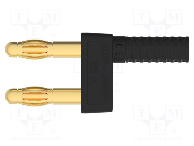 4mm banana; banana 4mm socket,banana 4mm plug x2; 32A; black