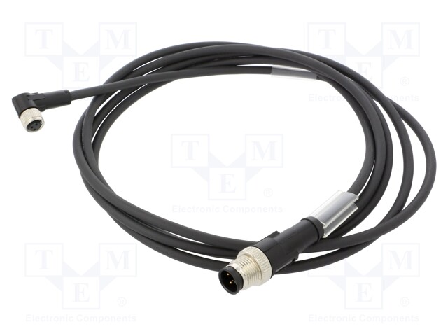 Connection lead; M12,M8; PIN: 3; 2m; plug; 60VAC; 3A; -25÷80°C; 60VDC