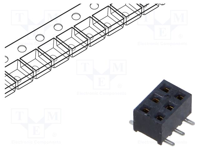 Connector: pin strips; female; PIN: 6; 2mm; gold-plated; SMT; socket