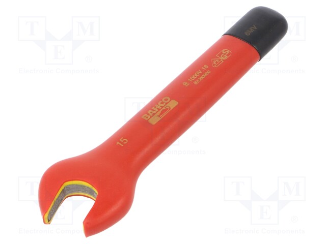 Key; insulated,spanner; 15mm; IEC 60900,VDE; tool steel; 1kV