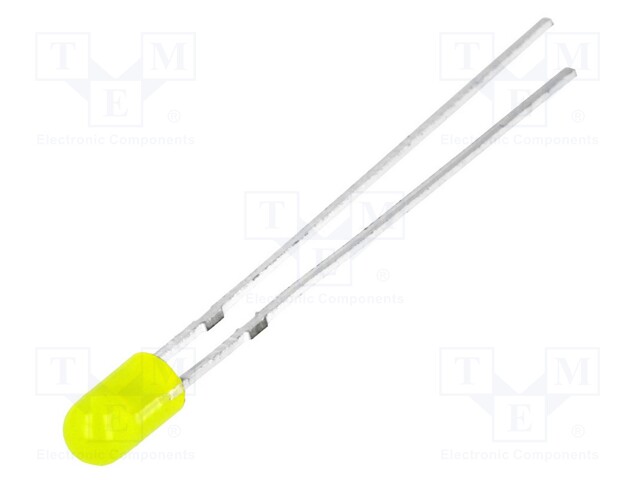 LED; 3mm; yellow; 10÷20mcd; 30°; Front: convex; Pitch: 2.54mm