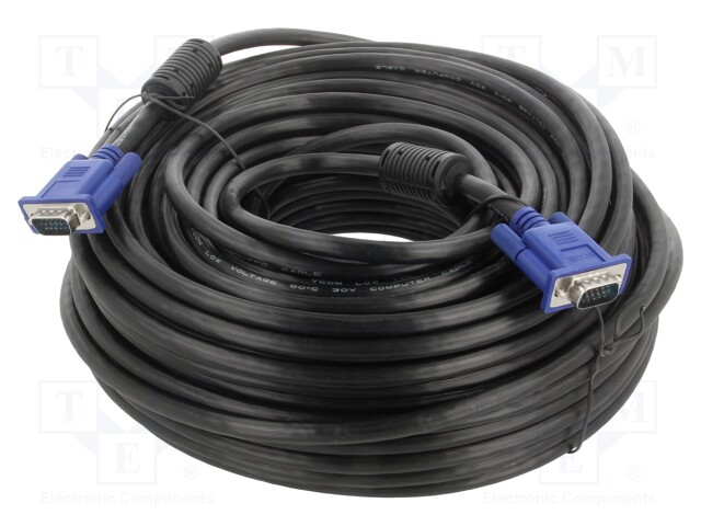 Cable; D-Sub 15pin HD plug,both sides; black; 40m; Øcable: 8mm