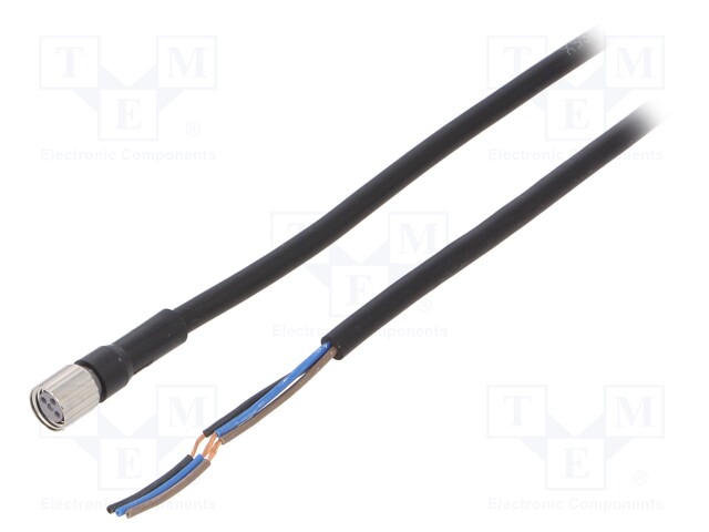 Connection lead; M8; PIN: 3; straight; Len: 2m; plug; 1A; -10÷80°C