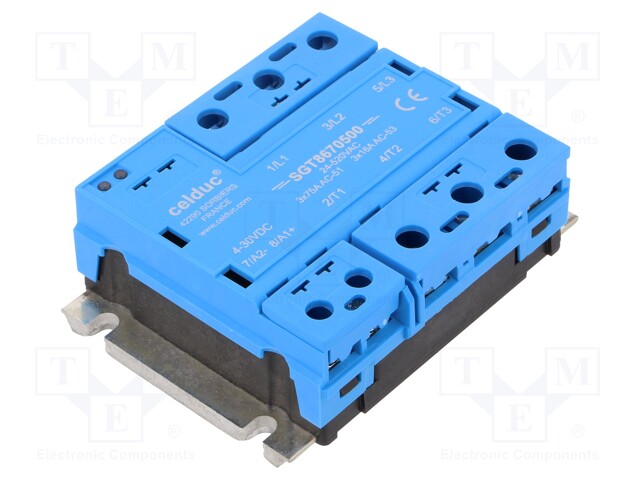 Relay: solid state; Ucntrl: 4÷30VDC; 75A; 24÷520VAC; 3-phase; IP20