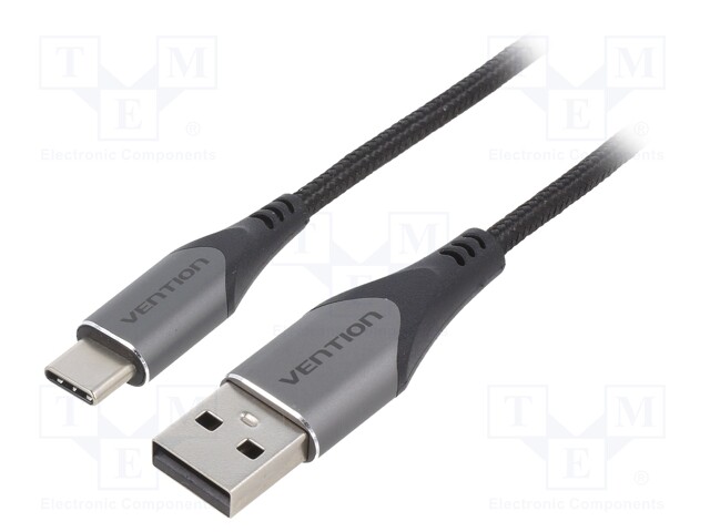 Cable; USB 2.0; USB A plug,USB C plug; nickel plated; 0.5m