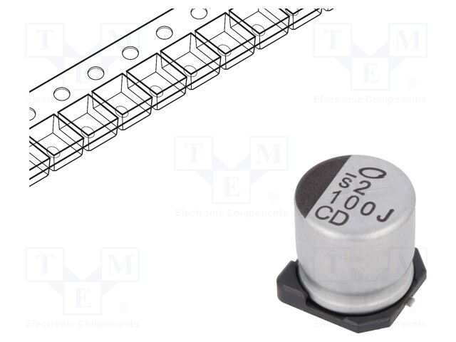 SMD Aluminium Electrolytic Capacitor, Radial Can - SMD, 100 µF, 63 V, UCD Series