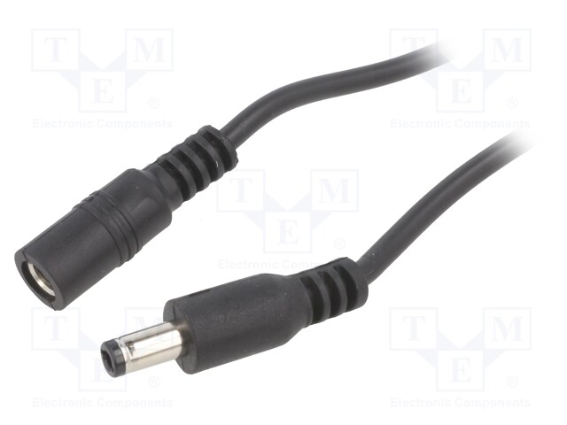 Cable; DC 5,5/2,5 plug,DC 5,5/2,5 socket; straight; 0.5mm2; 3m