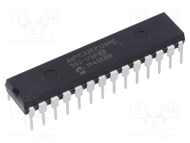 DsPIC microcontroller; SRAM: 16kB; Memory: 128kB; DIP28; 2.54mm