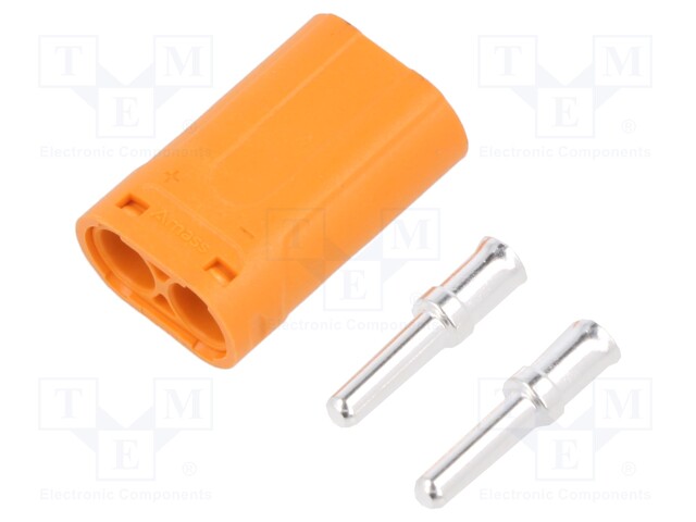 Plug; DC supply; LC; male; PIN: 2; for cable; soldering; orange; 20A