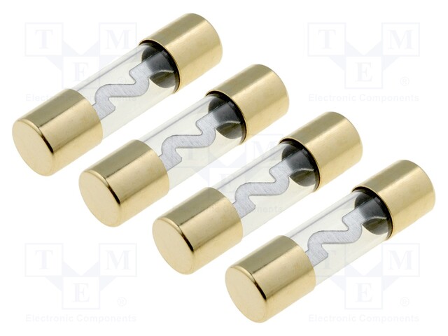 Fuse: fuse; glass; 10A; gold-plated; Pcs: 4; Conductor: silver