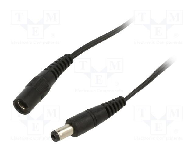 Cable; DC 5,5/2,1 plug,DC 5,5/2,5 plug; straight; 0.5mm2; black