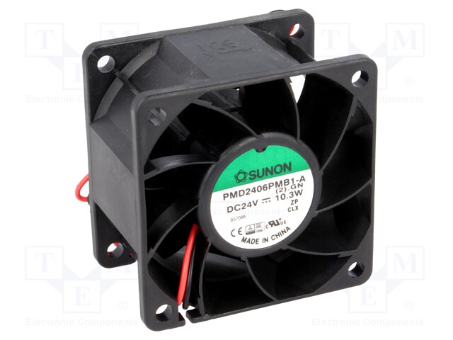 Fan: DC; axial; 24VDC; 60x60x38mm; 95.99m3/h; 56dBA; ball bearing