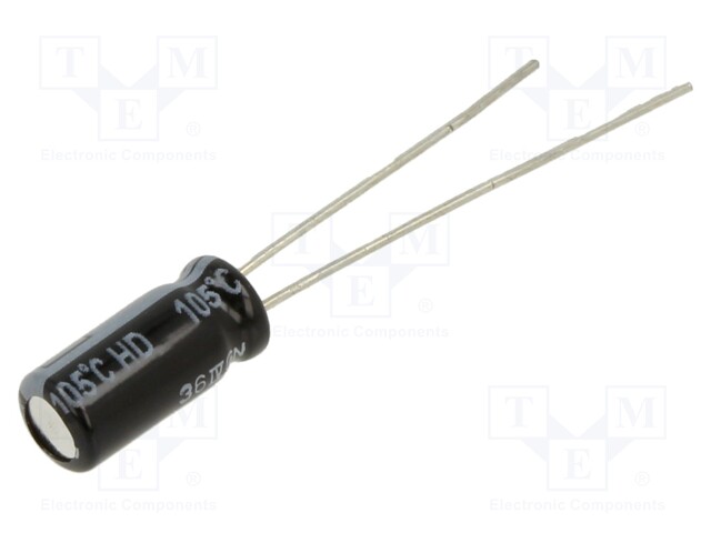 Electrolytic Capacitor, 47 µF, 25 V, HD Series, ± 20%, Radial Leaded, 1000 hours @ 105°C