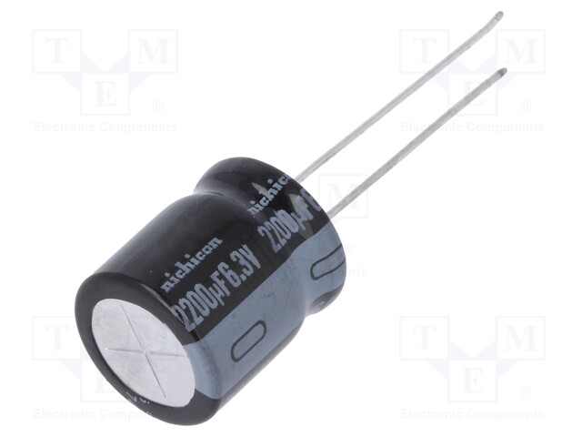 Capacitor: electrolytic; THT; 2200uF; 6.3VDC; Ø12.5x15mm; ±20%