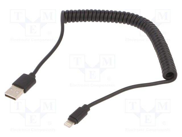 Cable; coiled,USB 2.0; Apple Lightning plug,USB A plug; 1.5m