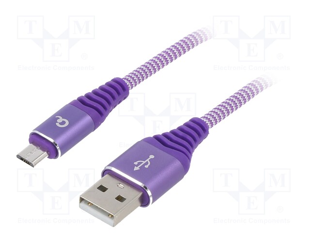 Cable; USB 2.0; USB A plug,USB B micro plug; gold-plated; 1m