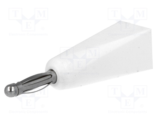 Plug; 2mm banana; 5A; white; Connection: soldering