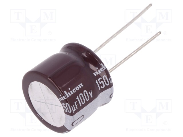 Capacitor: electrolytic; low impedance; THT; 150uF; 100VDC; ±20%