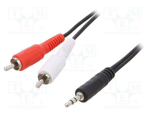 Cable; Jack 3.5mm plug,RCA plug x2; 1.5m; Colour: black