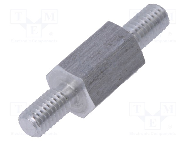 Screwed spacer sleeve; 8mm; Ext.thread: M3; hexagonal; aluminium