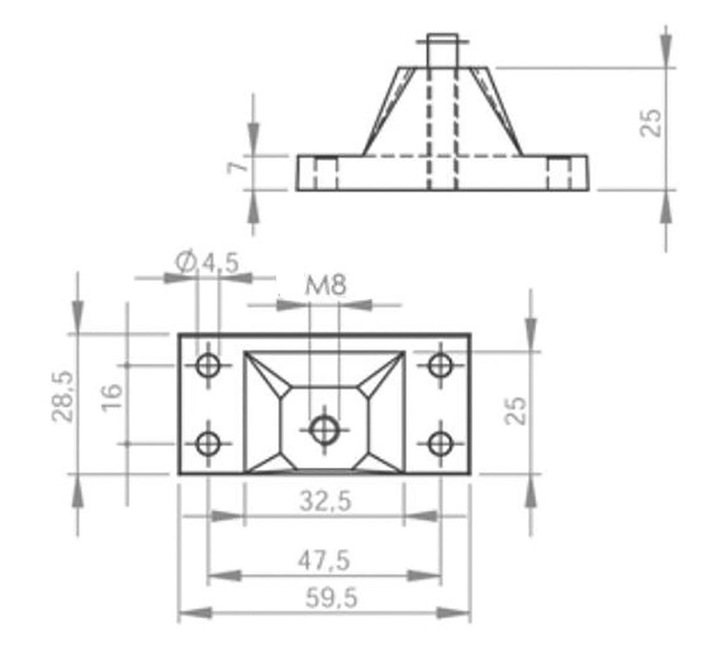 Mounting element for gas spring; Mat: aluminium; 8mm