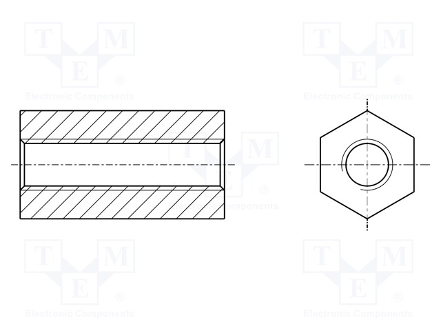 Screwed spacer sleeve; hexagonal; polyamide; M3; L: 13mm; natural