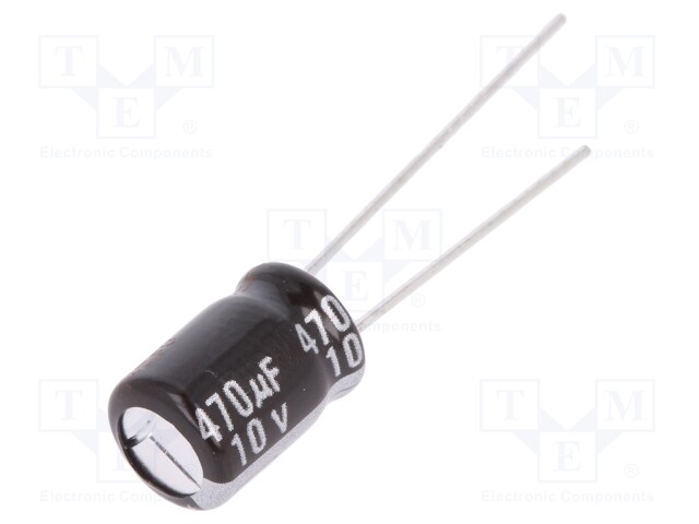 Capacitor: electrolytic; THT; 470uF; 10VDC; Ø8x11mm; Pitch: 3.5mm