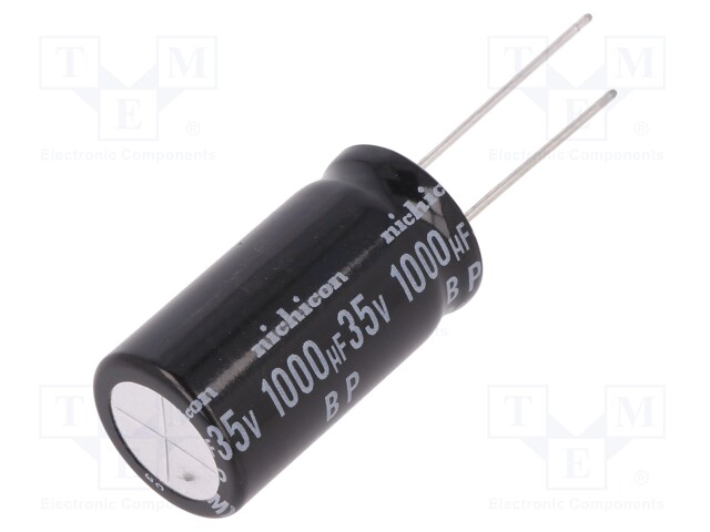 Capacitor: electrolytic; bipolar; THT; 1000uF; 35VDC; Ø12.5x20mm