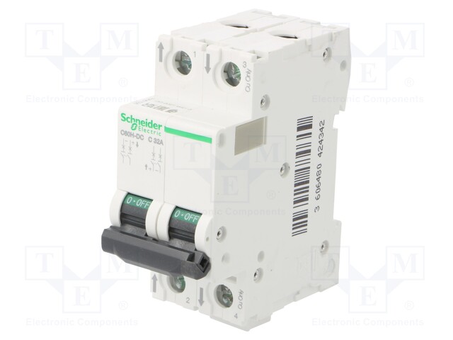 Circuit breaker; 500VDC; Inom: 32A; Poles: 2; DIN; Charact: C; 20kA