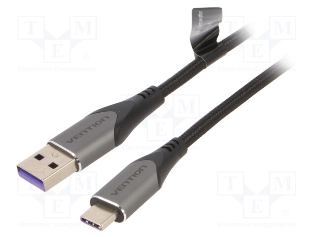 Cable; USB 2.0; USB A plug,USB C plug; nickel plated; 3m; black