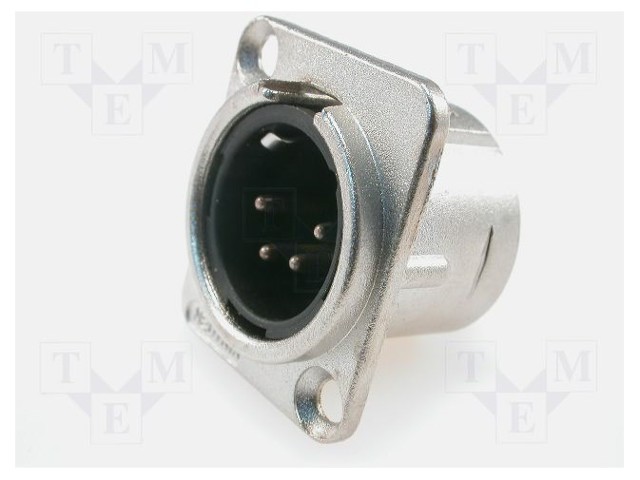 Socket; XLR; male; PIN: 4; flange (2 holes),for panel mounting