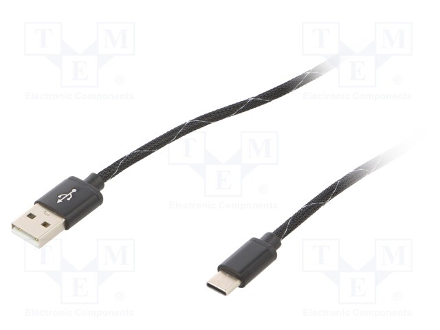 Cable; USB 2.0; USB A plug,USB C plug; 2.5m; black