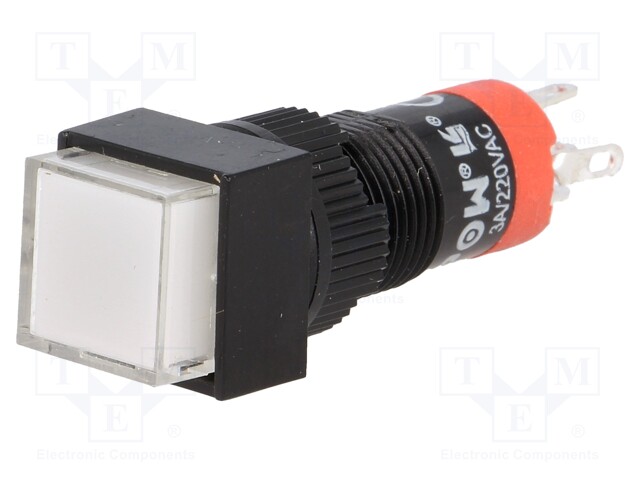 Switch: push-button; Pos: 2; SPDT; 0.5A/250VAC; 1A/24VDC; white