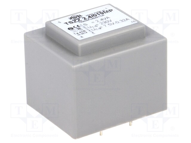 Transformer: encapsulated; 2.4VA; 230VAC; 7.5V; 0.32A; IP00; 120g