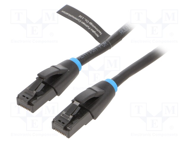 Patch cord; U/UTP; 6; OFC; PVC; black; 500mm; RJ45 plug,both sides