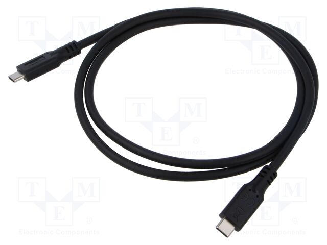 Cable; USB 3.2; USB C plug,both sides; 1m; black; Support: 4K; PVC