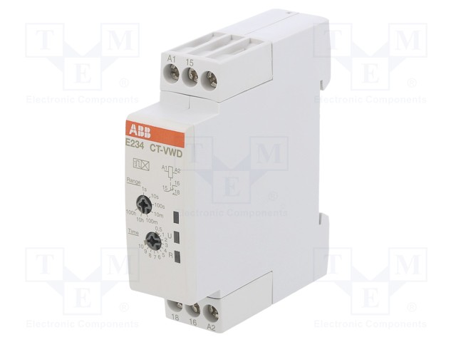 Time Delay Relay, 48 VDC, 0.05 s, 100 h, 1CO, DIN Rail