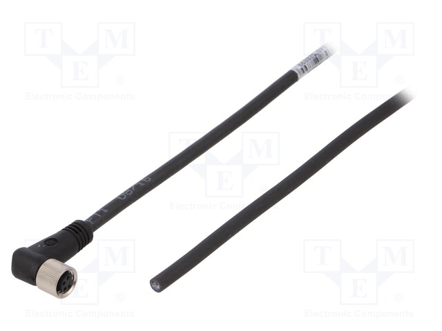 Connection lead; M8; PIN: 4; angled; 3m; plug; 30VAC; 4A; -25÷80°C