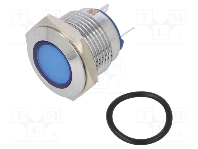 Indicator: LED; flat; 12VDC; 12VAC; Cutout: Ø16mm; brass